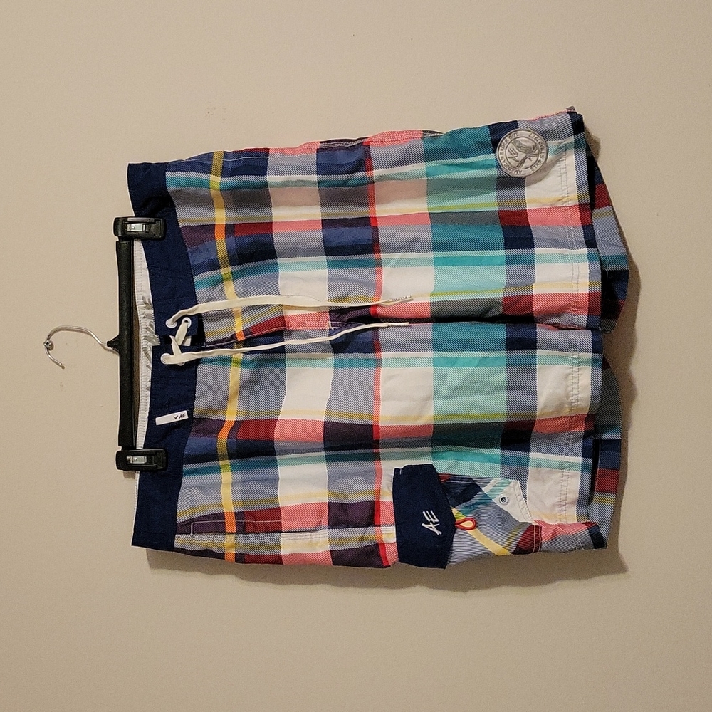 American Eagle Board Shorts XL Plaid Yellow/Red/Blue
